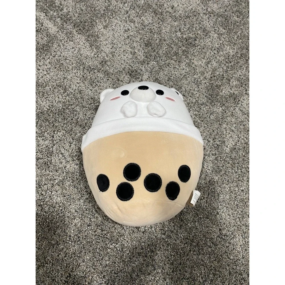 Avocatt White Bear Boba Tea Plushie Kawaii Stuffed Animal Soft Toy Tan White